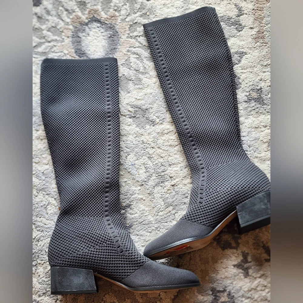 Eileen Fisher Charcoal Heeled Boots - Picture 5 of 12